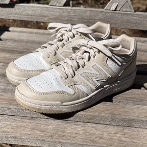 EUC New Balance 480 Sneakers in Tan/White